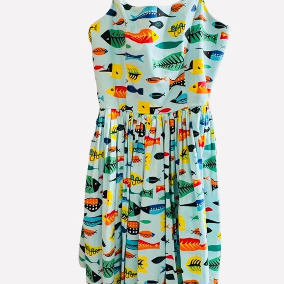 Pinup Girl Clothing Charles Phoenix Jenny Dress in Deep Sea Dive 3X Mid-Century - Picture 2 of 5